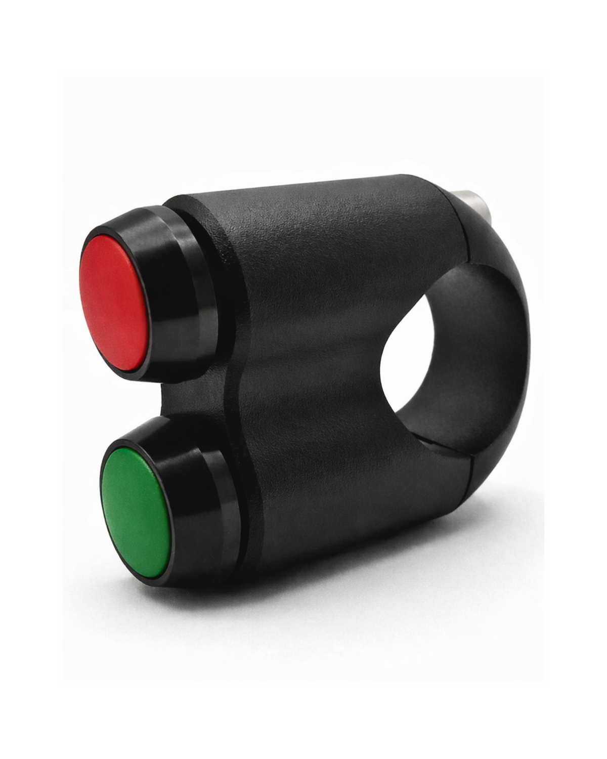 Pulsador de manillar W89 de 2 botones rojo y verde, cuerpo de aluminio negro para manillar de 22 mm