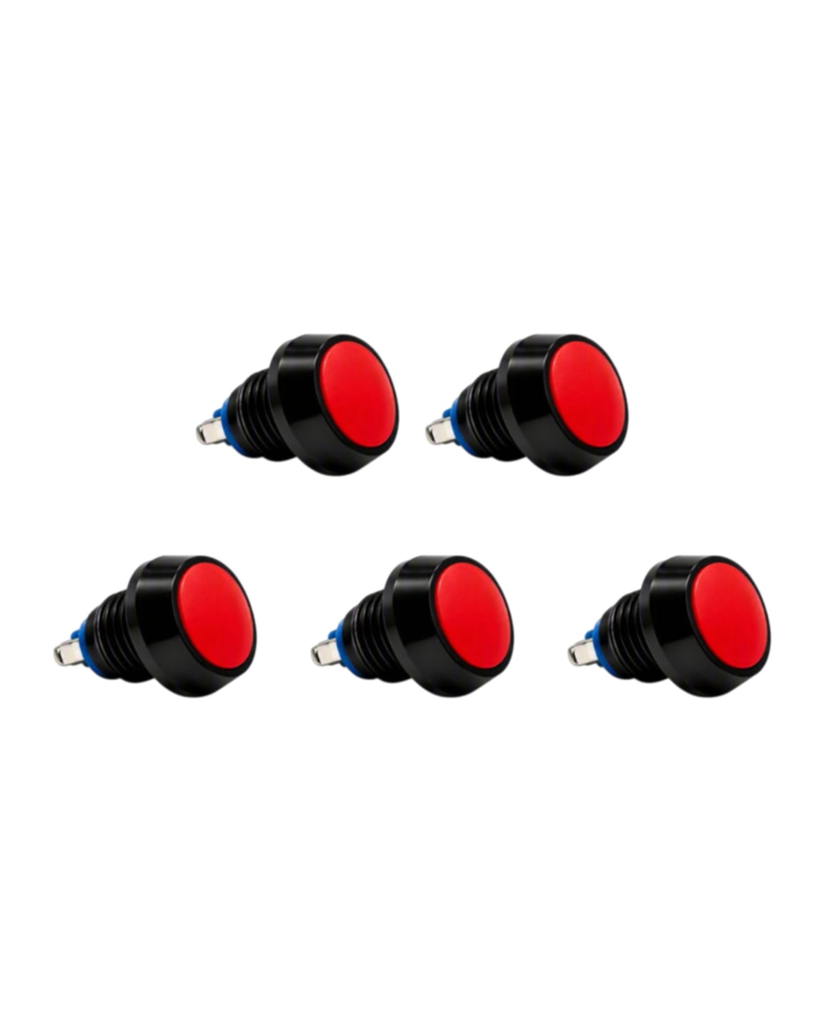 Pack de 5 interruptores pulsadores W89 12 V 10 A IP65 rojos