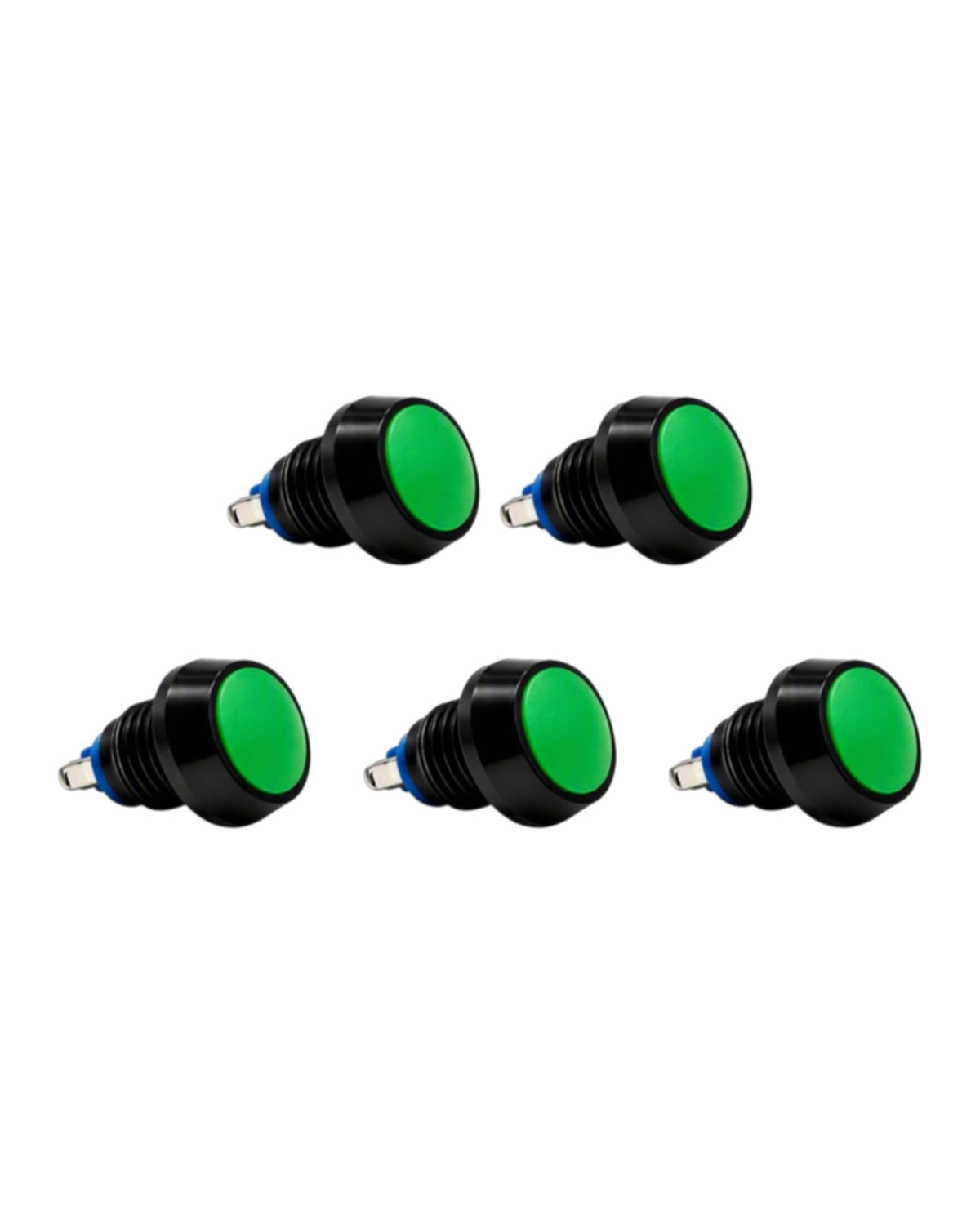 Pack de 5 interruptores pulsadores W89 12 V 10 A IP65 verdes